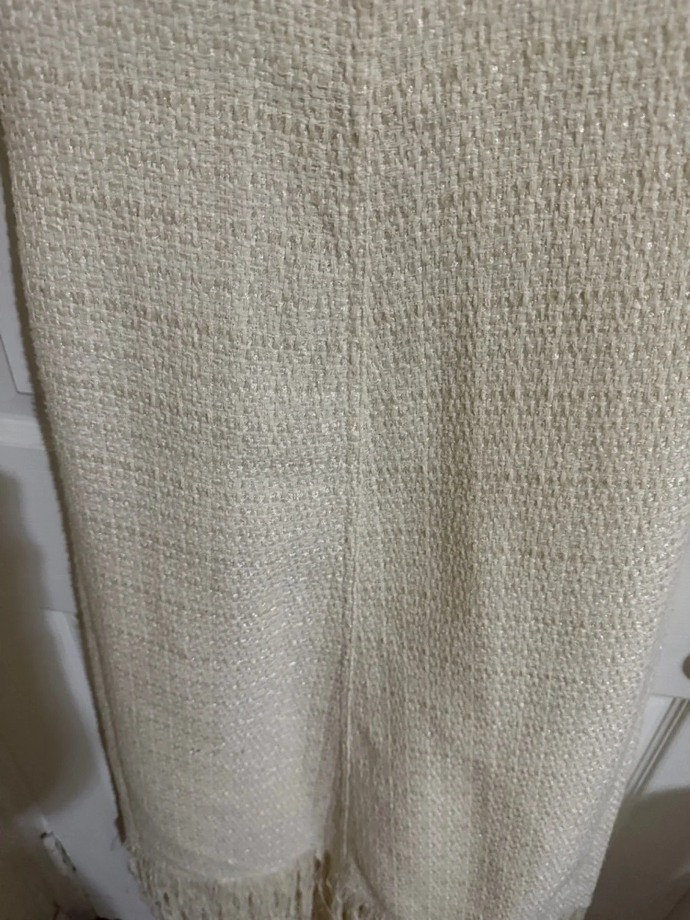 Zara Cream Fringe-Hem Maxi Dress